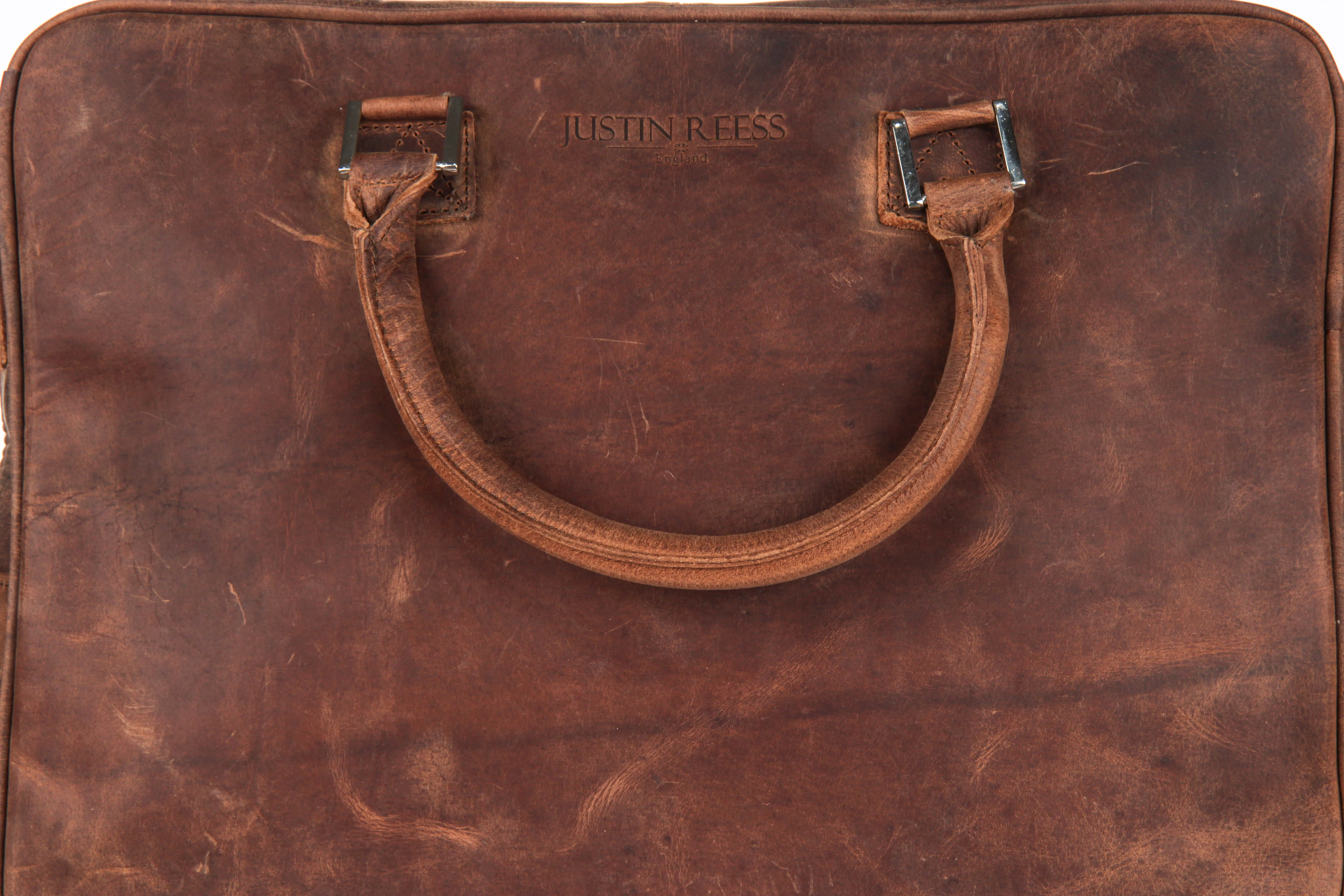 Justinreess England Vintage Valor In Tan Leather Laptop Bag