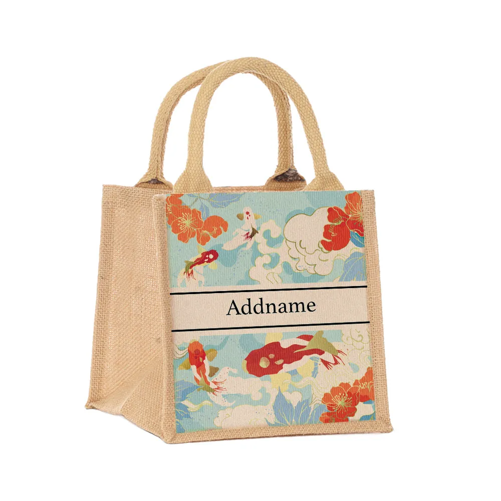 Koi of Wealth Jute Tote Bag