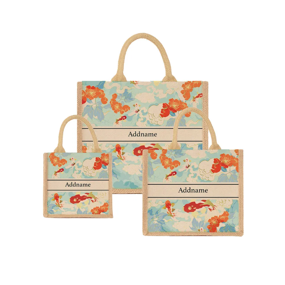 Koi of Wealth Jute Tote Bag