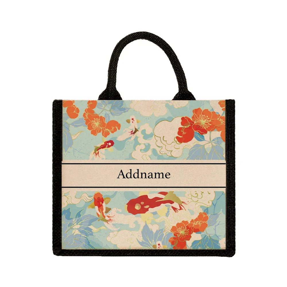 Koi of Wealth Jute Tote Bag