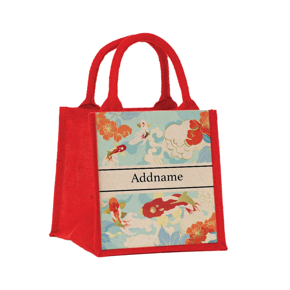 Koi of Wealth Jute Tote Bag