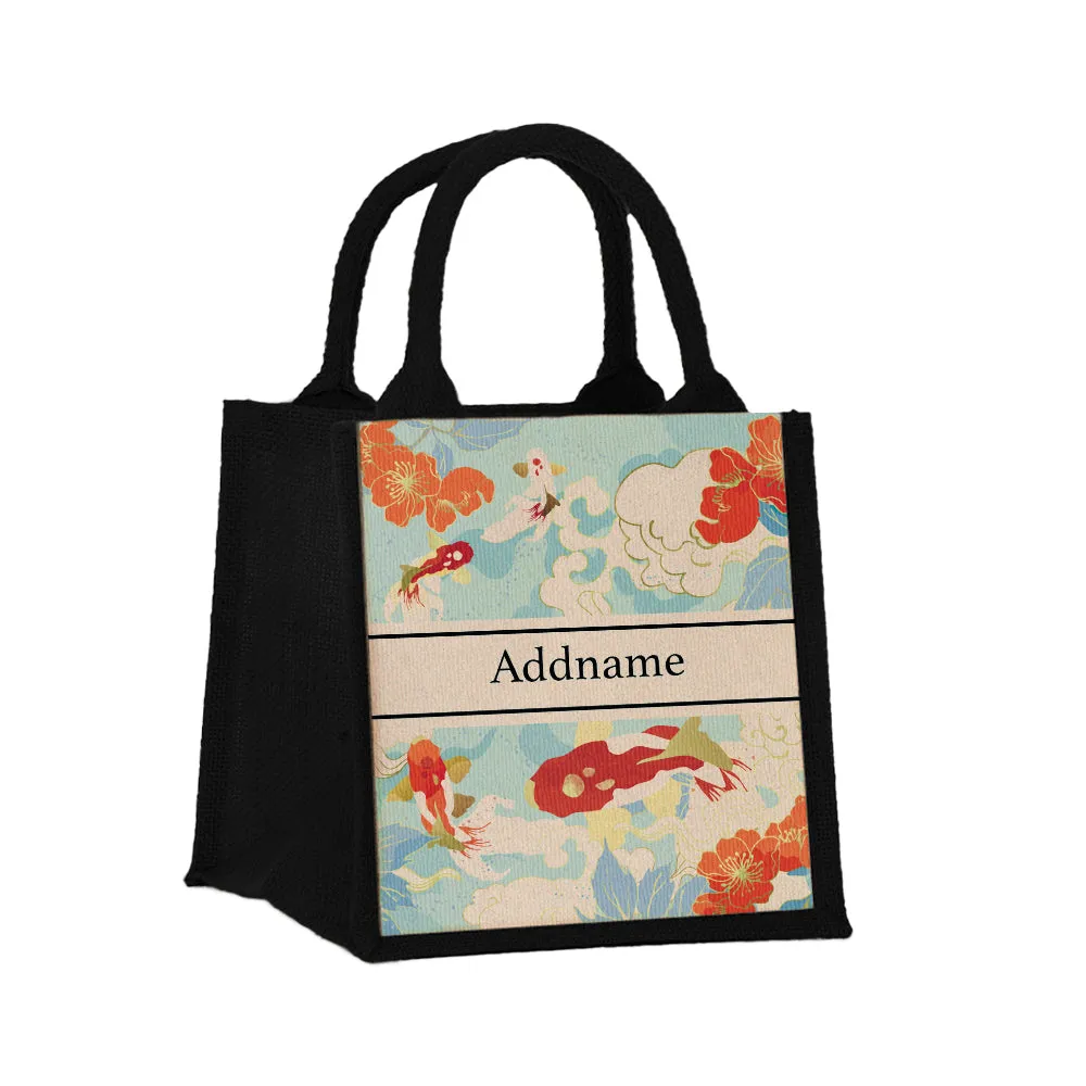 Koi of Wealth Jute Tote Bag