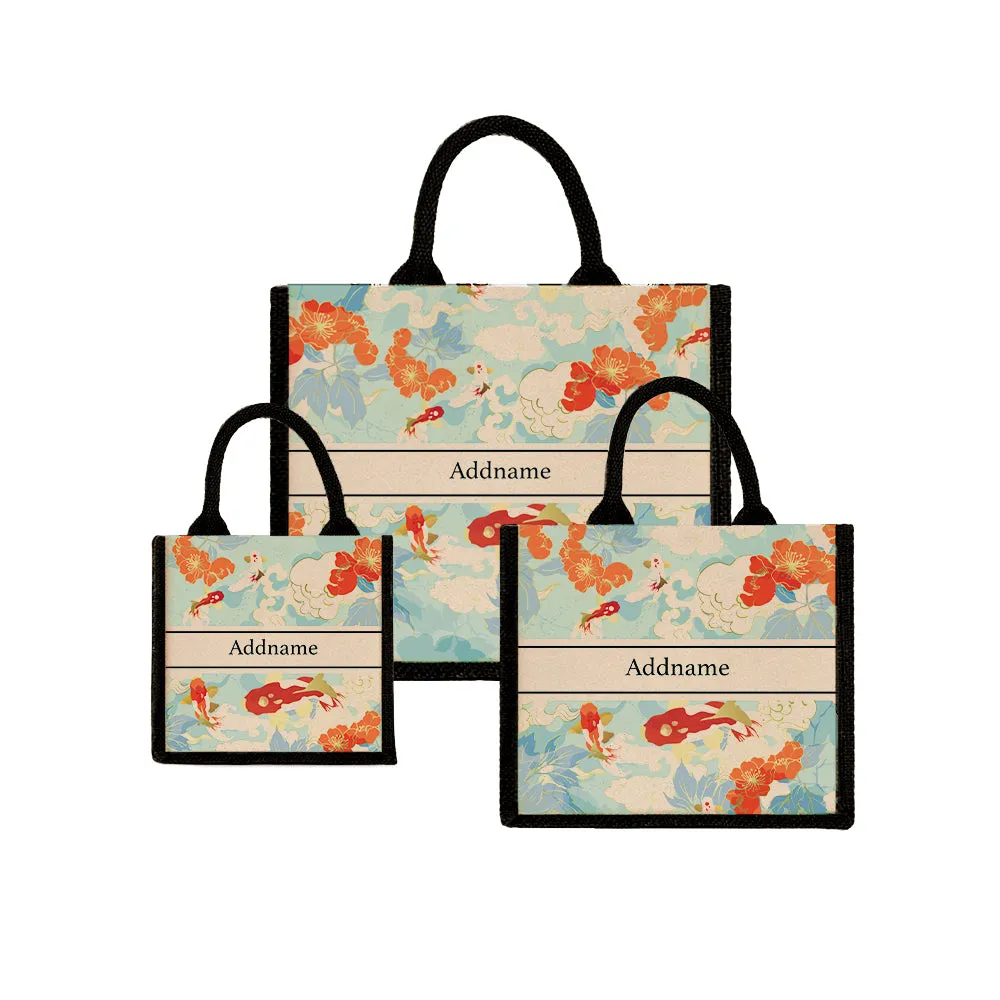 Koi of Wealth Jute Tote Bag