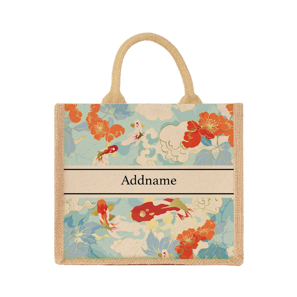 Koi of Wealth Jute Tote Bag