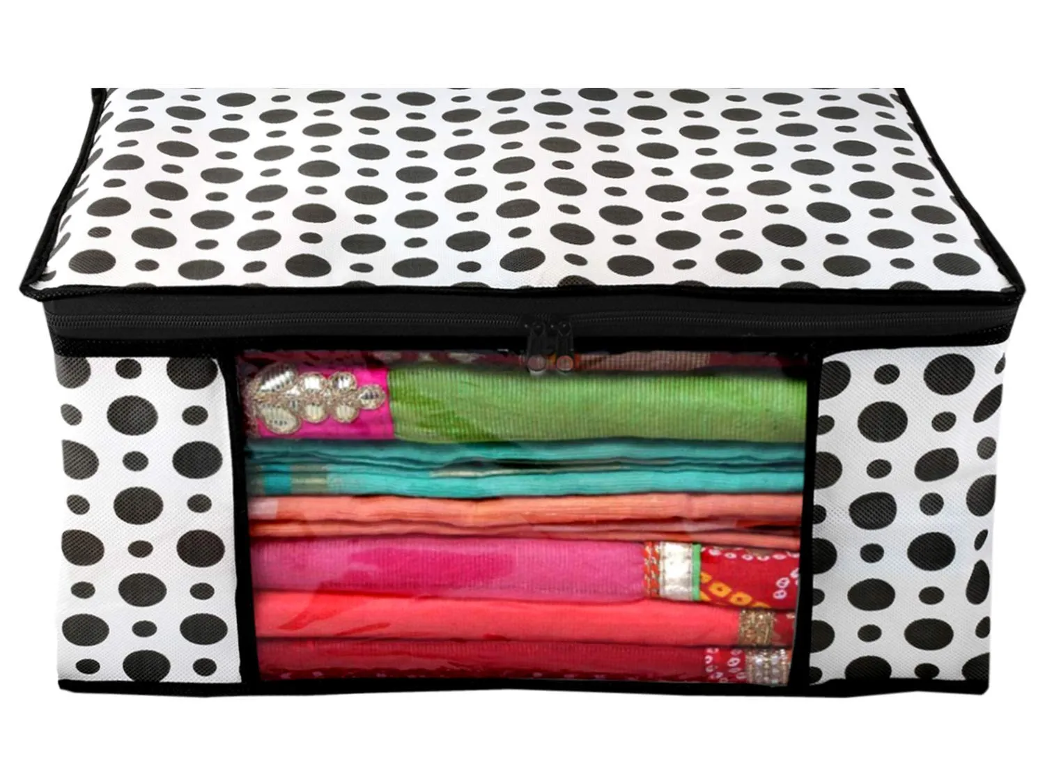 Kuber Industries Clothes Organizer For Wardrobe (Pack of 8) - Storage Organizer For Saree | Shirts | Lehenga | Salwar - Dress Organizer For Wardrobe - Saree Covers With Zip (Printed) (Black and White)