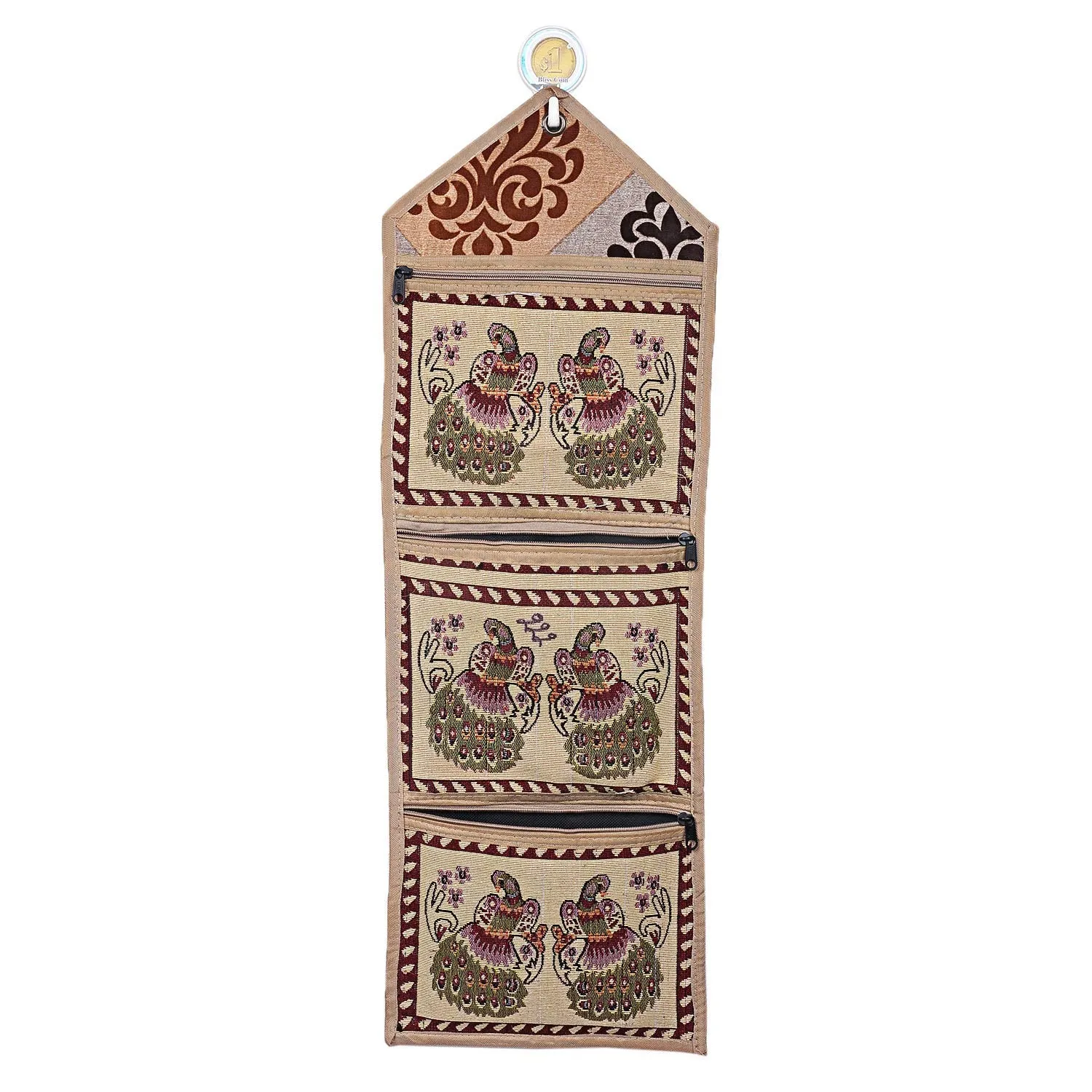 Kuber Industries Cotton Hanging Storage Organizer|Letter Magazine Holder|Wall Hanging|Pack of 2 (Cream)