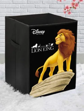 Kuber Industries Disney Lion King Print Non Woven Fabric Foldable Laundry Basket, Toy Storage Basket, Cloth Storage Basket with Handles (Black)