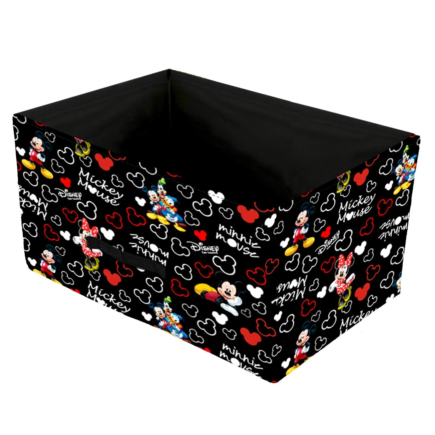 Kuber Industries Disney Mickey Print Non Woven Fabric Modular Closet Organizer Box with Handle for Cube Storage Units in Closet,Set Of 4(Black)-KUBMART16031