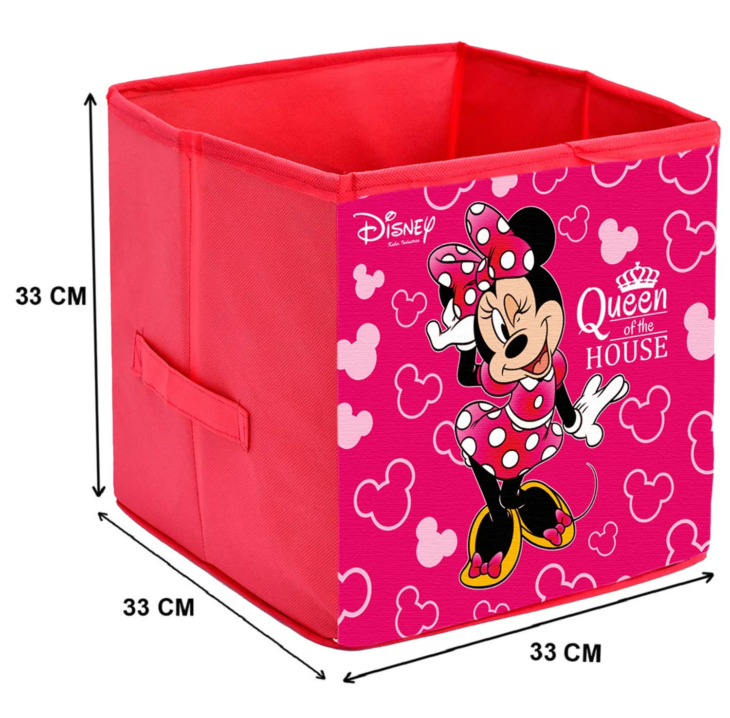 Kuber Industries Disney Minnie Print Non Woven Fabric Foldable Storage Cube Storage Box with Handle, (Extra Large, Pink, KUBMART16158)