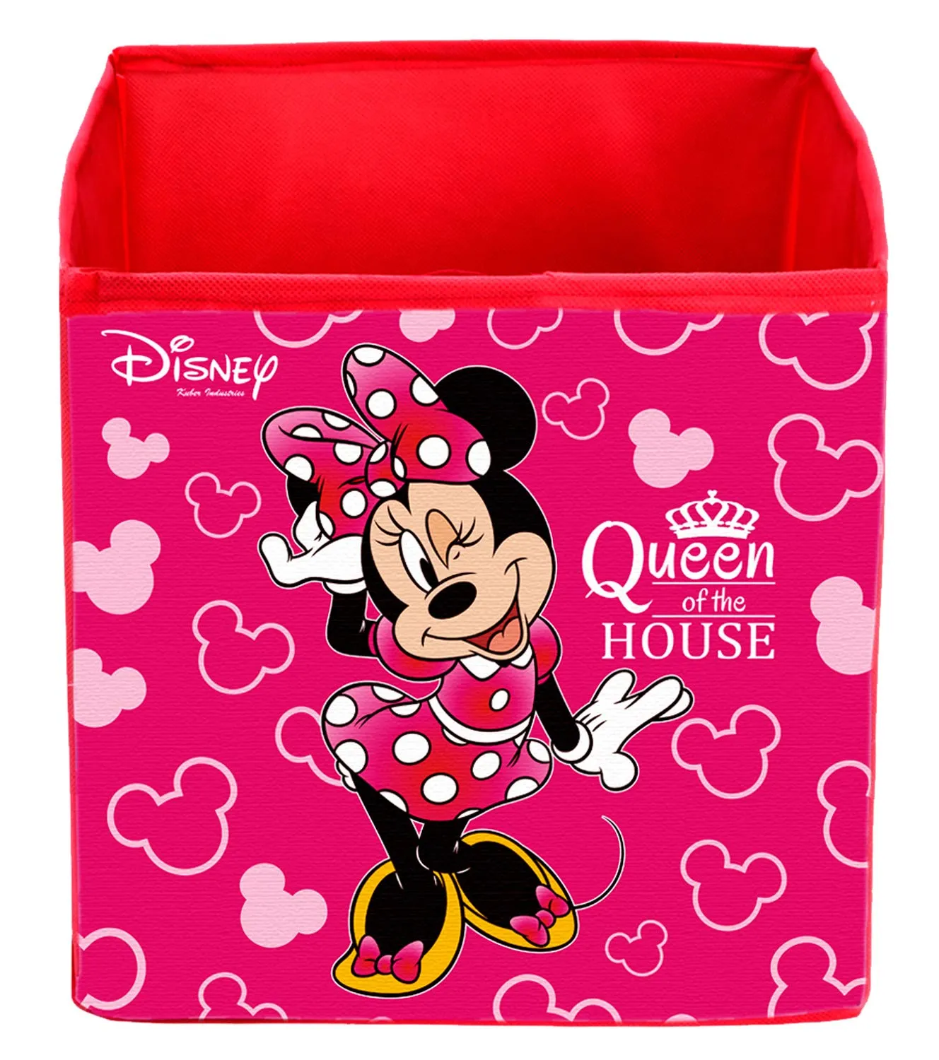 Kuber Industries Disney Minnie Print Non Woven Fabric Foldable Storage Cube Storage Box with Handle, (Extra Large, Pink, KUBMART16158)