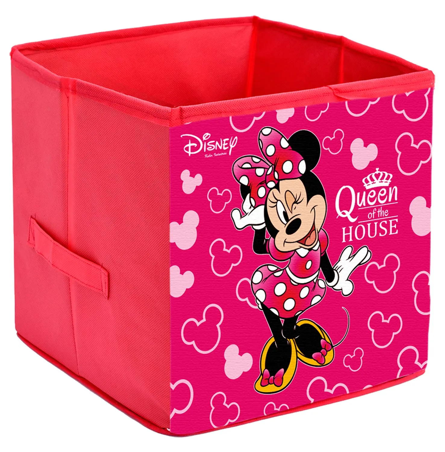 Kuber Industries Disney Minnie Print Non Woven Fabric Foldable Storage Cube Storage Box with Handle, (Extra Large, Pink, KUBMART16158)