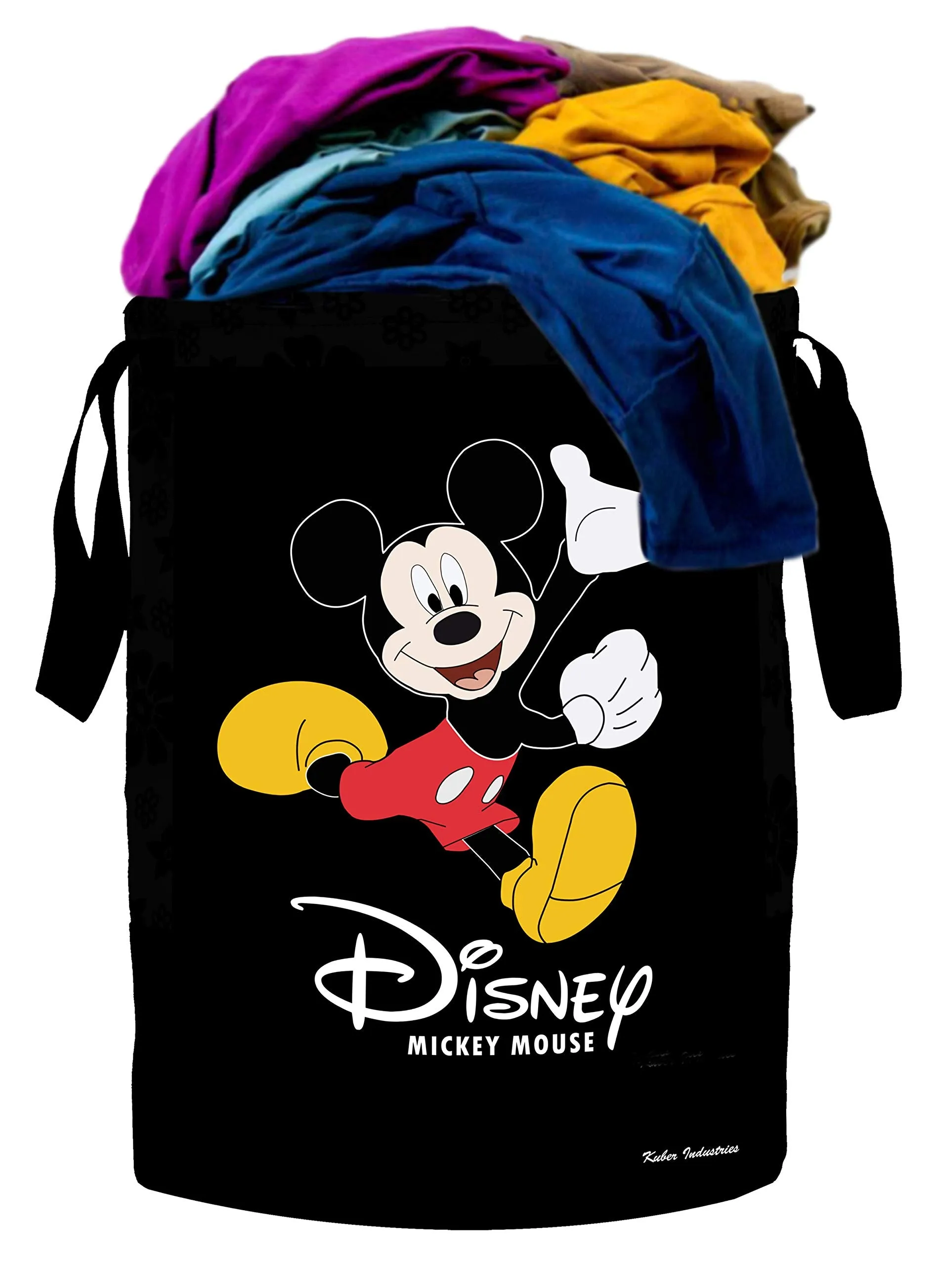 Kuber Industries Disney Print 2 Pieces Waterproof Canvas Laundry Bag, Toy Storage, Laundry Basket Organizer 45 L (Black) CTKTC045415