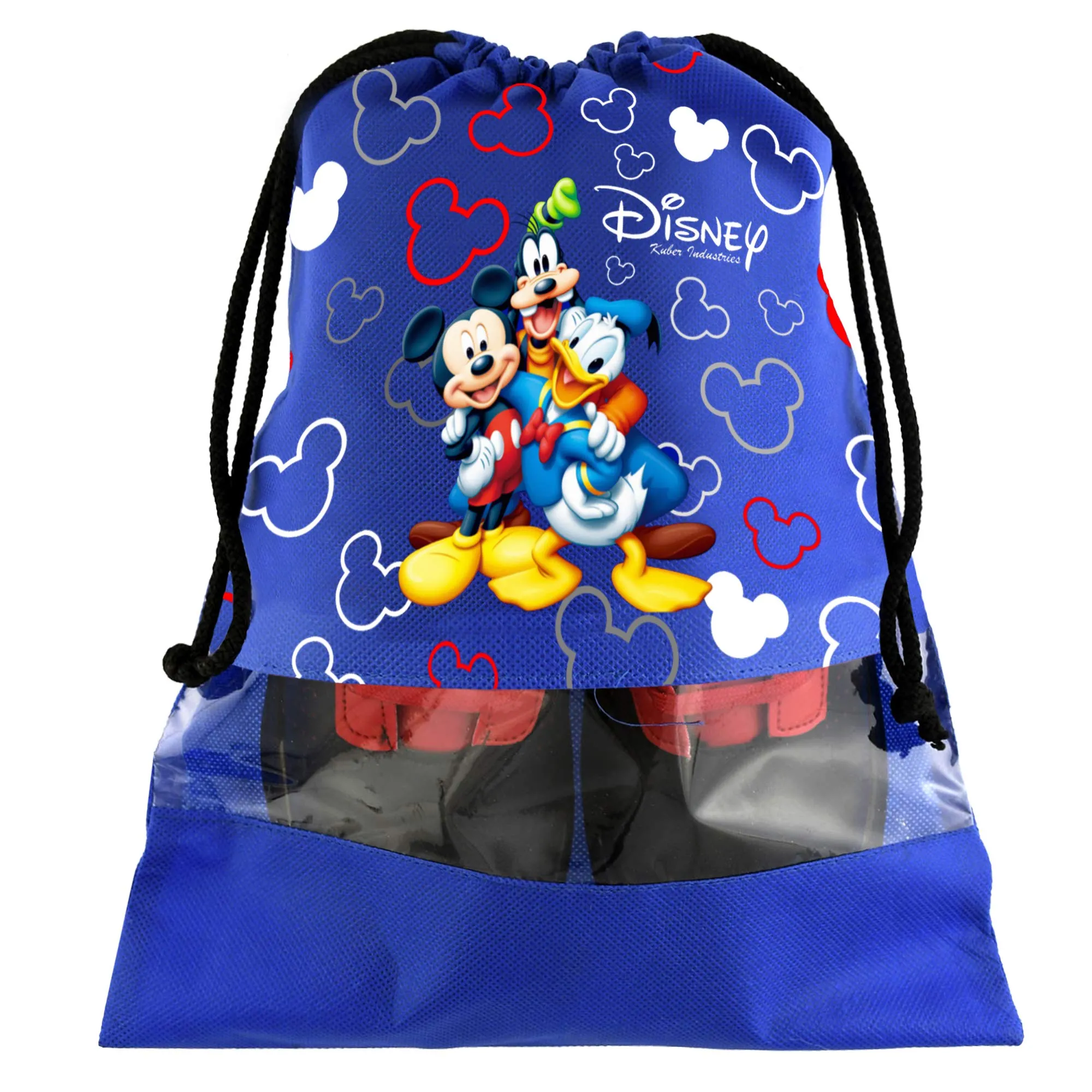 Kuber Industries Disney Team Mickey Print 6 Piece Non Woven Travel Shoe Cover, String Bag Organizer (Royal Blue) -HS_35_KUBMARTS17979