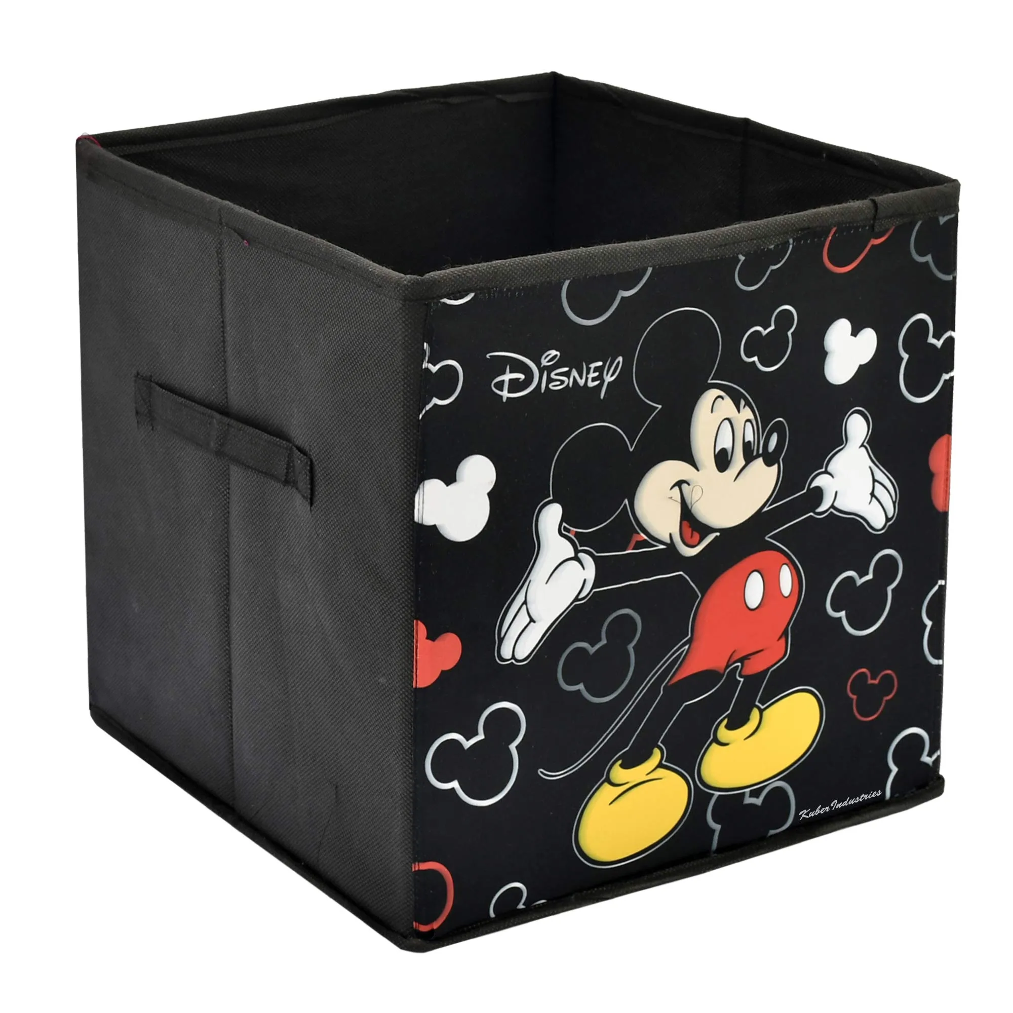 Kuber Industries Foldable Boxes For Storage - Multipurpose Storage Organizer For Clothes | Wardrobe | Closet | Home | Toys | Books - Disney Mickey Print - Undergarment Organizer Basket (Black)