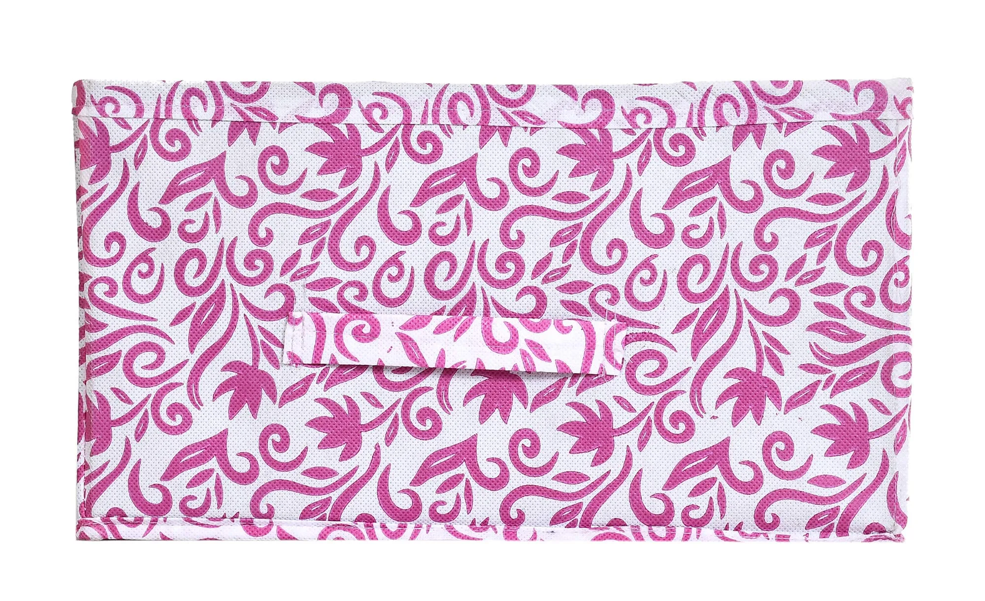 Kuber Industries Leaf Print Non Woven Fabric Modular Closet Organizer Box with Handle for Cube Storage Units in Closet, Bedroom to Hold Clothing,T-Shirts,Leggings, Accessories (Pink)-KUBMART16005