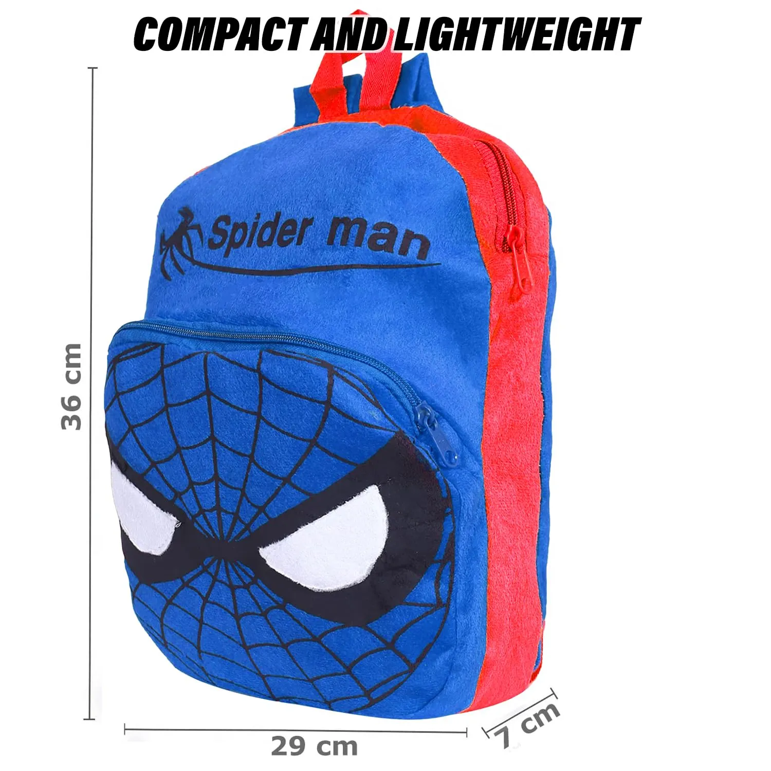 Kuber Industries Marvel Spiderman Backpack | 2 Compartment Velvet School Bag | School Bag for Kids | Kids School Backpack | Backpack for School | Blue