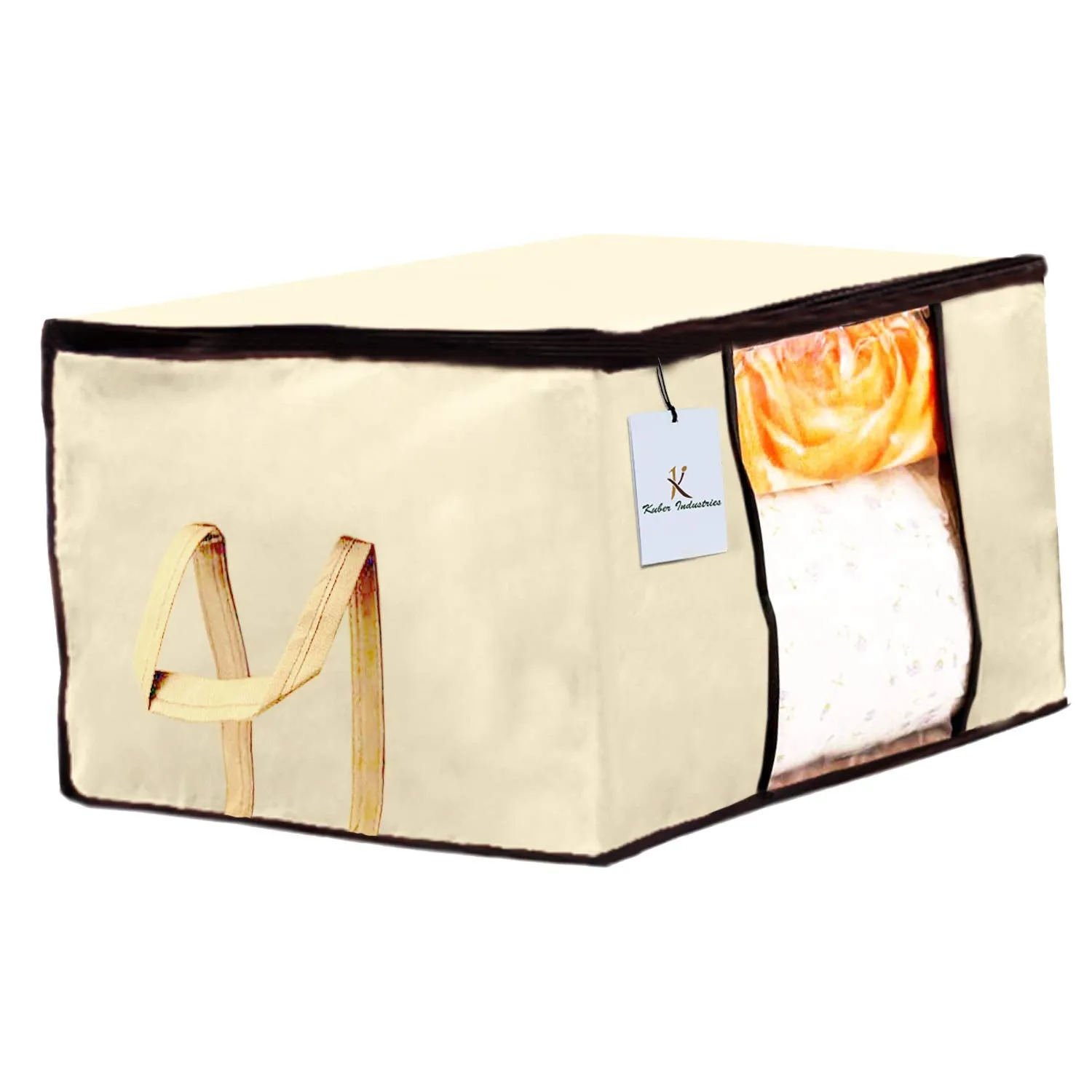 Kuber Industries Underbed Storage Bag, Storage Organiser, Blanket Cover Set of 2 - Ivory,Dark Brown Extra Large Size-CTKTC23834,Standard