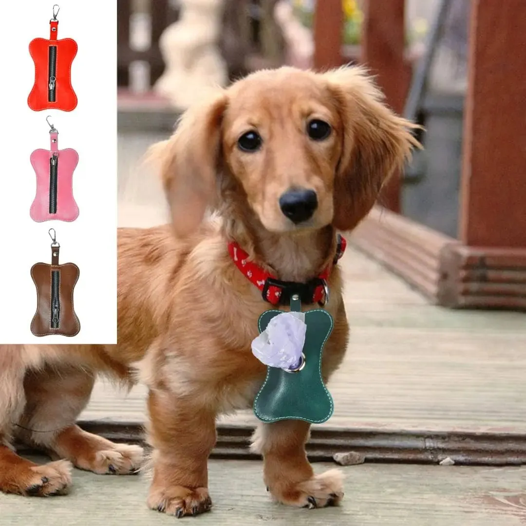 Leather Dog Poop Bag Holder