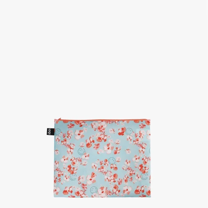 LOQI Bag: Smiley Blossom & Geometric Zip Pocket Set