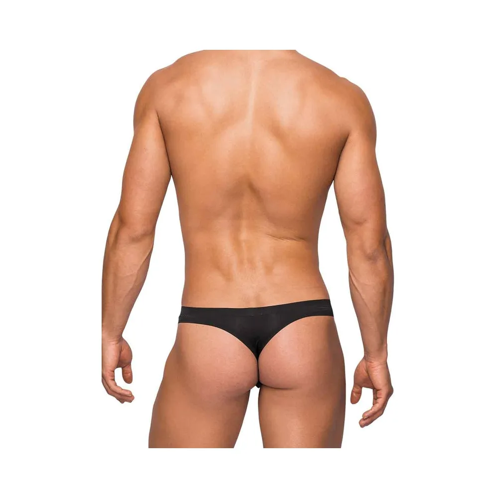 Male Power Seamless Sleek Sleek Thong W/sheer  Pouch Black Lx