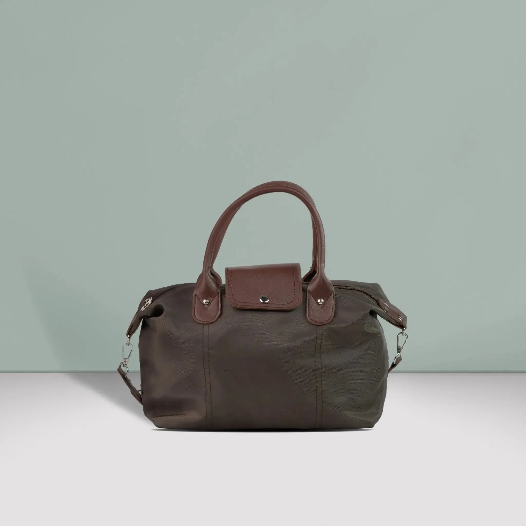 MARTHA Nylon Canvas Tote Bag in Choco Brown