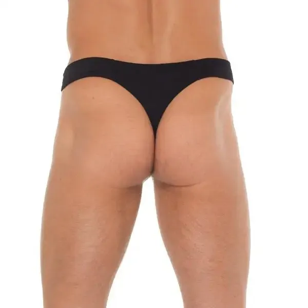 Mens Black Sexy G-string with Zipper on Pouch