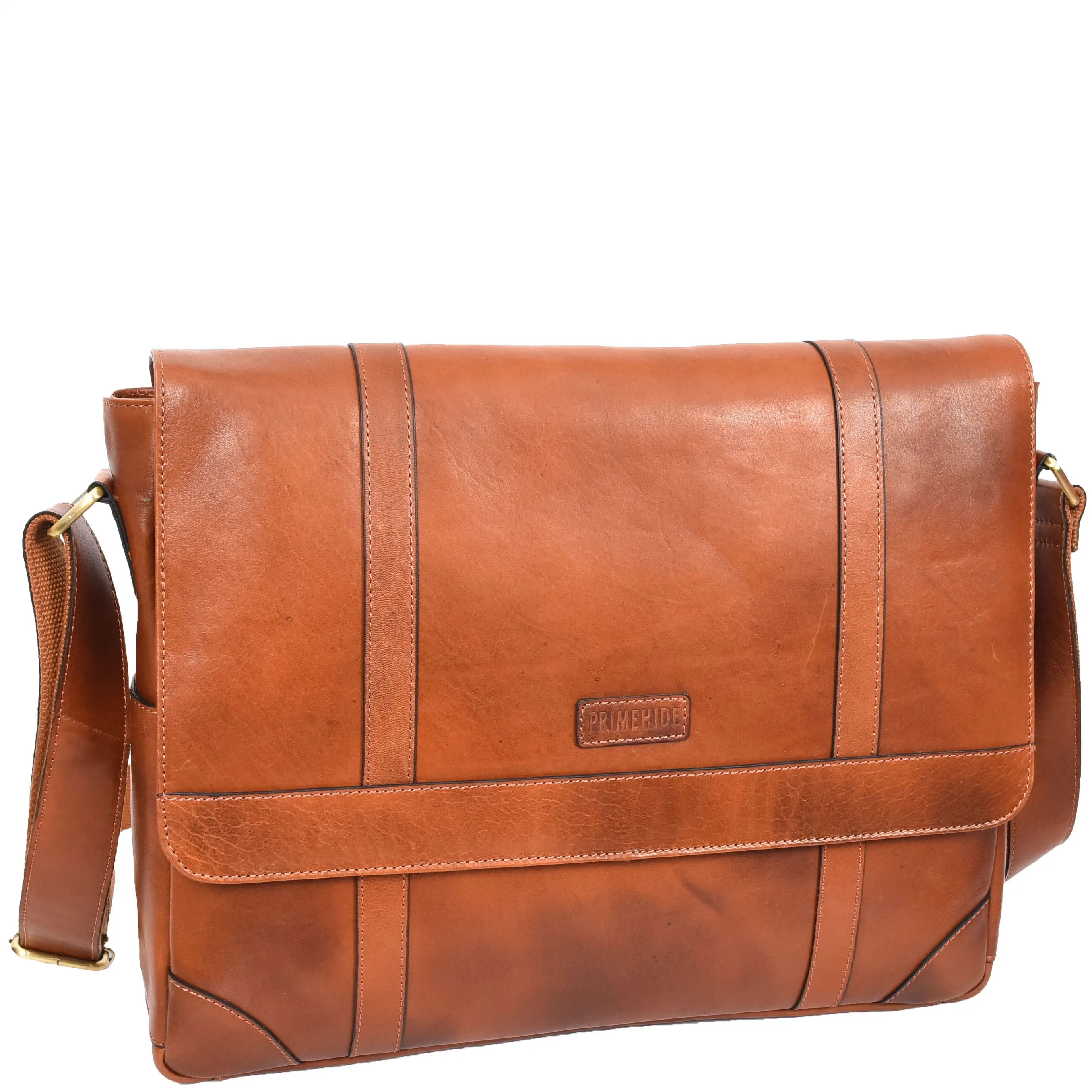 Mens Leather Cross Body Messenger Bag Classic Monza Tan