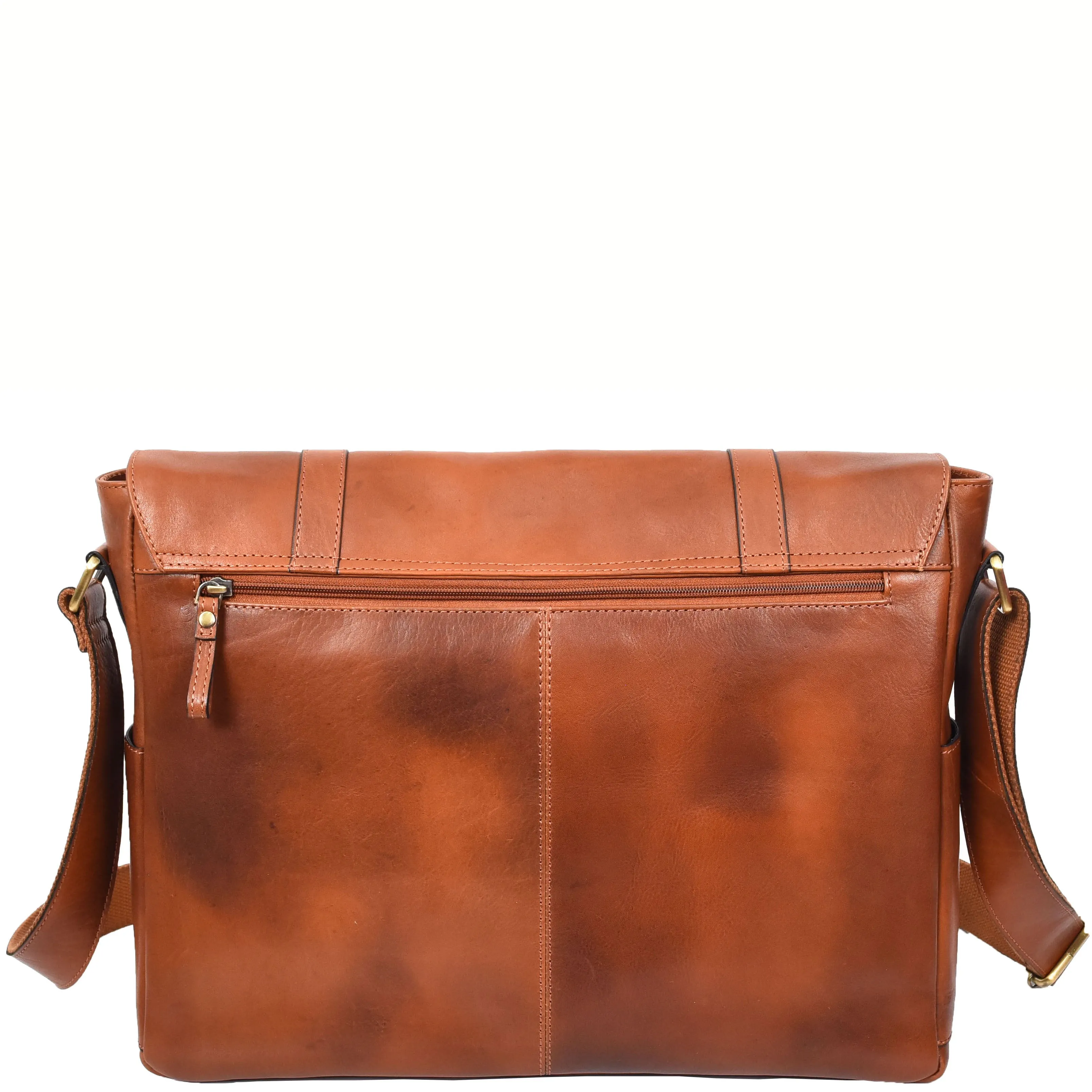 Mens Leather Cross Body Messenger Bag Classic Monza Tan