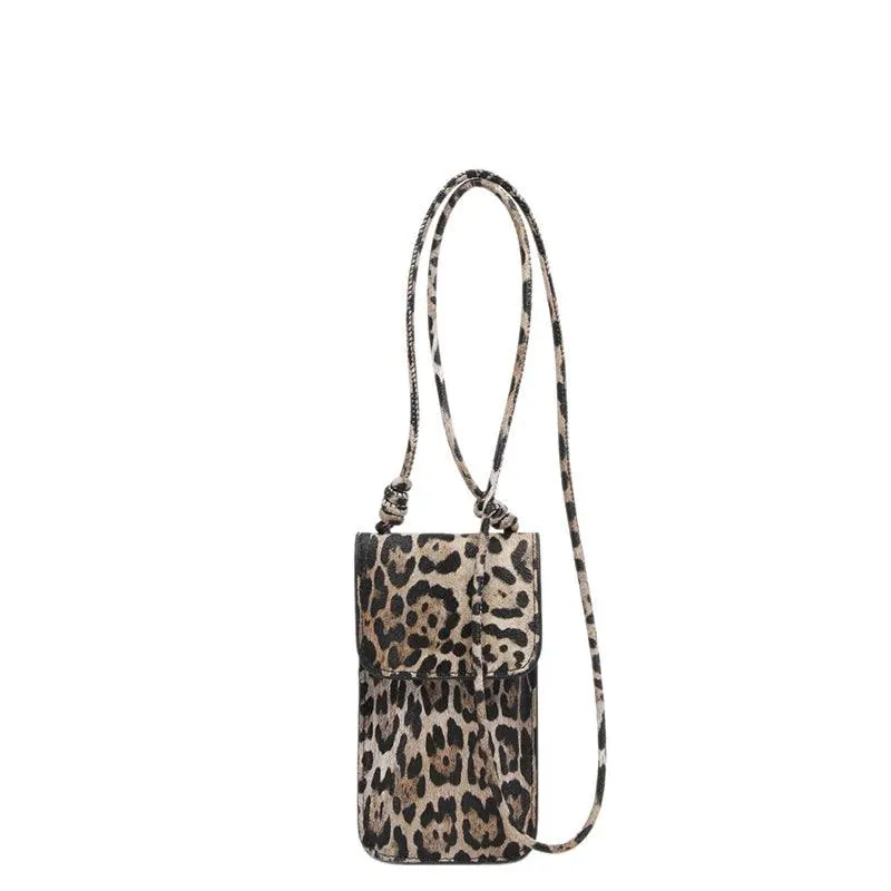 Mini Leopard Crossbody Bags Phone Purses Women Leather Flap Rectangle Purses