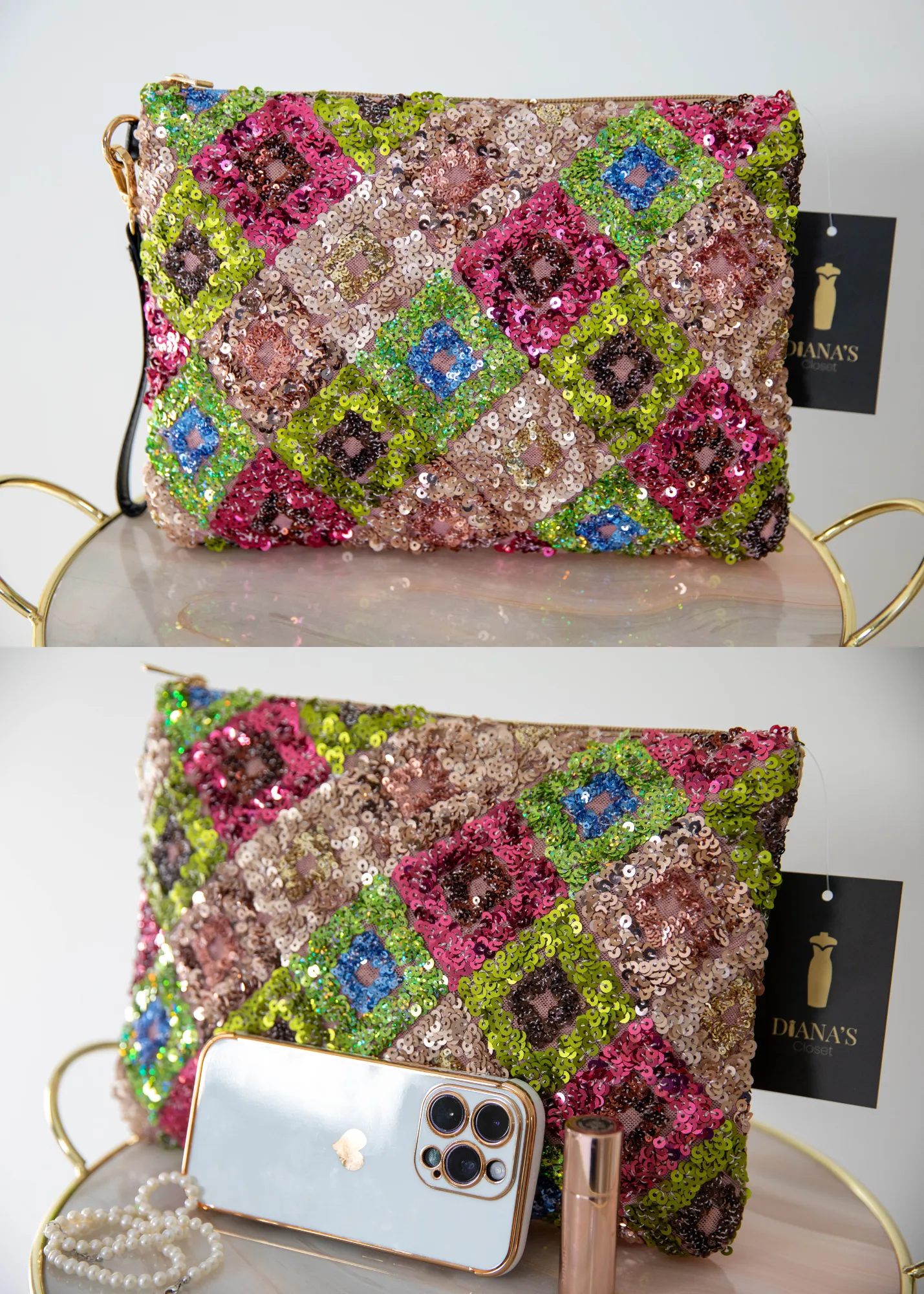 Multicolored Sequin Clutch Bag