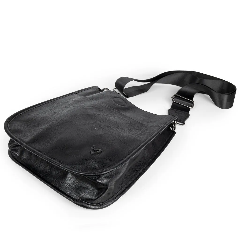 NEW: Oakville Vegan Leather Messenger - Black