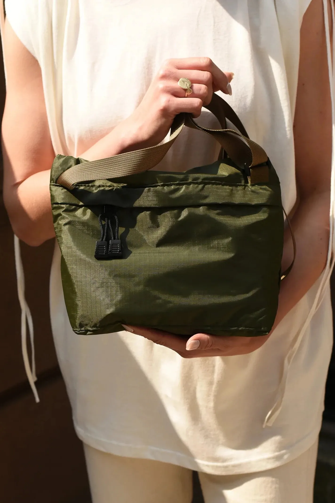 Nylon Crossbody Bag, Olive/Coyote