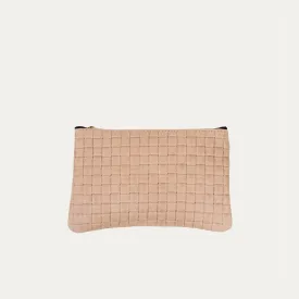 Pauly Pouch Organizer | Tan Woven Leather   Gold Hardware