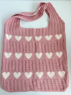 Pink Heart Knit Bag