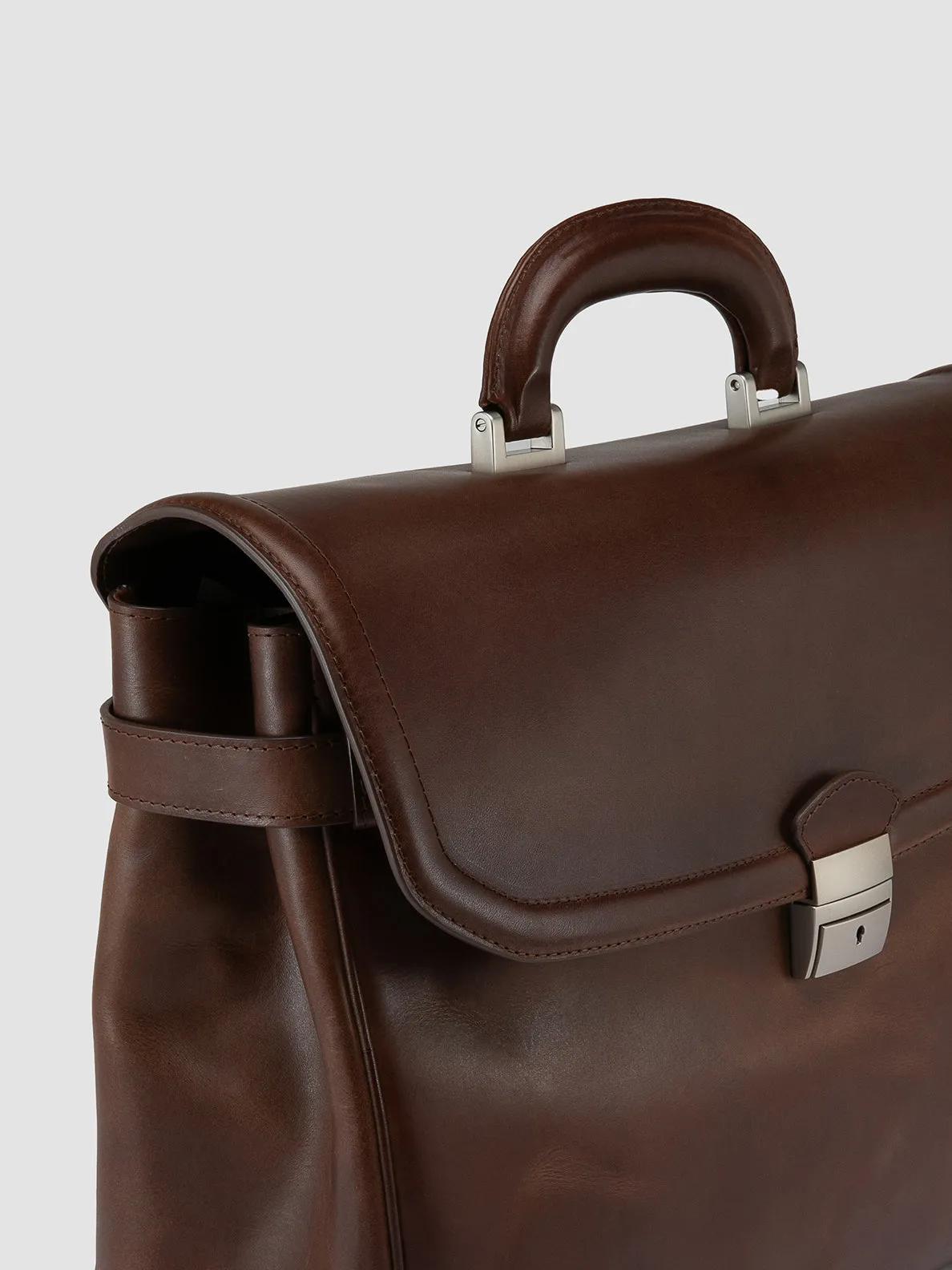 QUENTIN 011 - Dark Brown Leather Briefcase