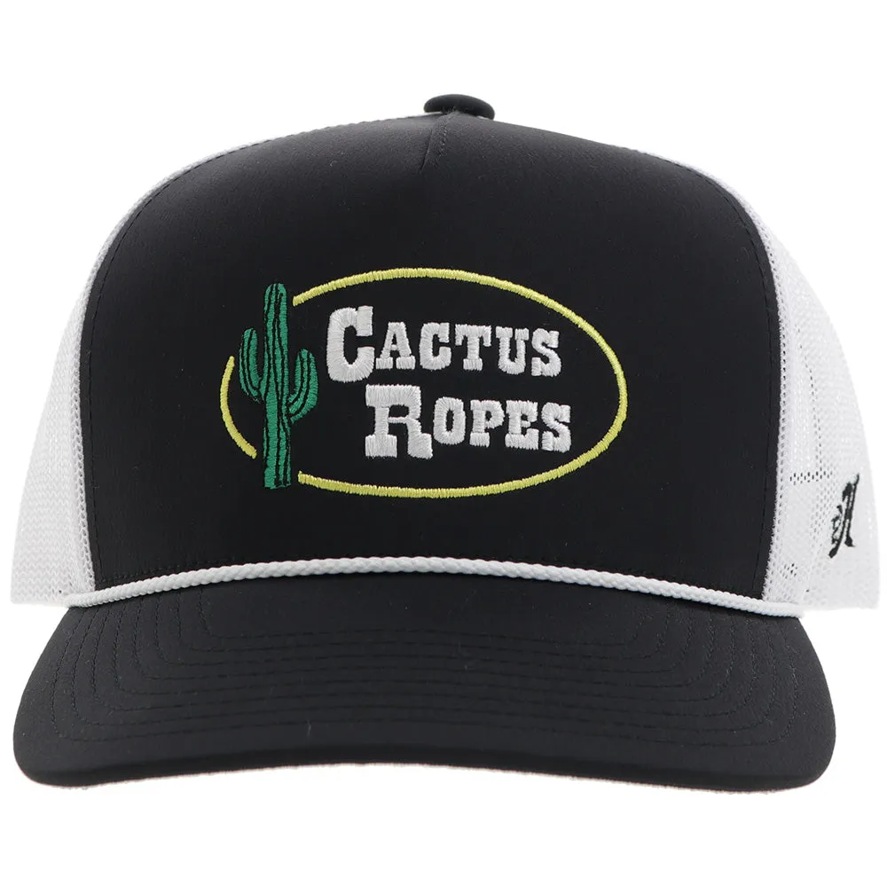 "CR106" Cactus Ropes Hat Black/White w/Stitching