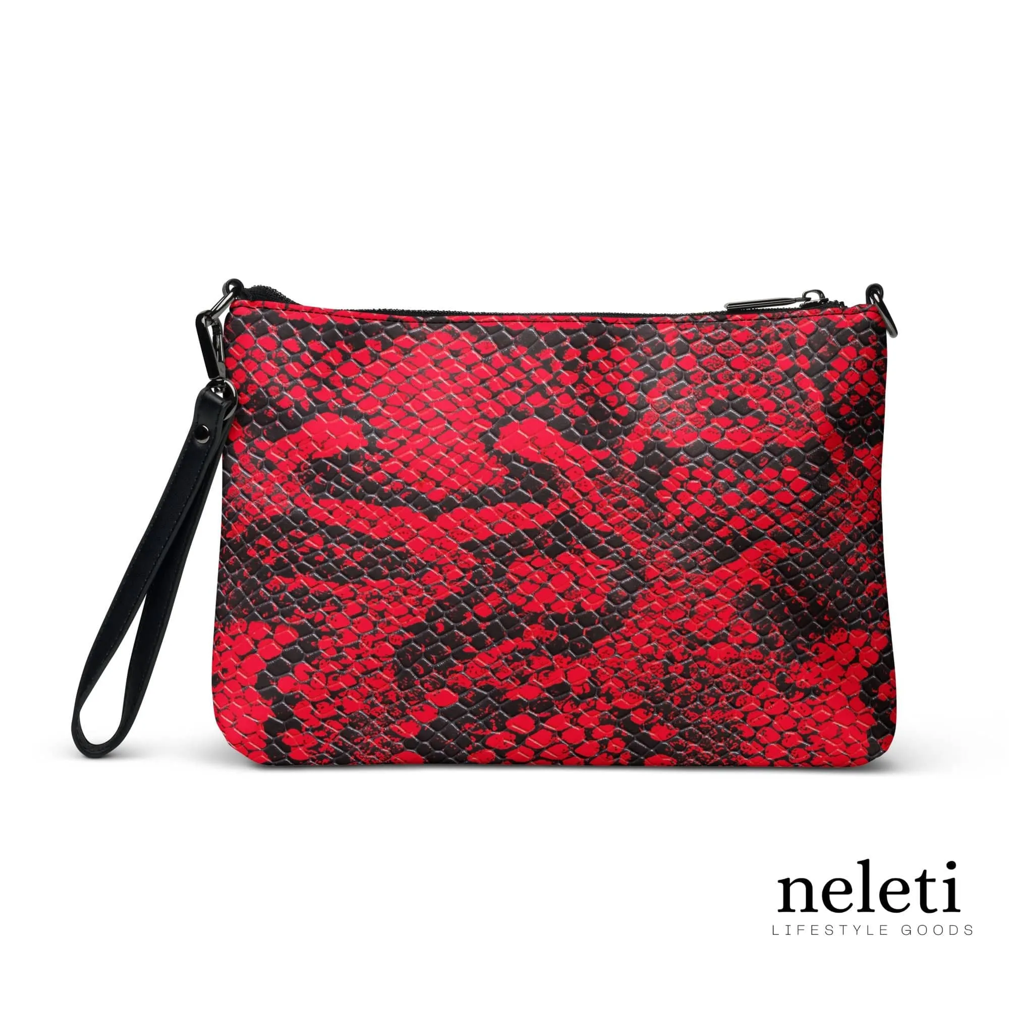 Red Crossbody Bag for Women with Black Snake Print - Exclusive at Neleti.com