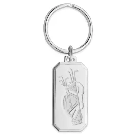 Rhodium Plated Golf Bag Key Ring