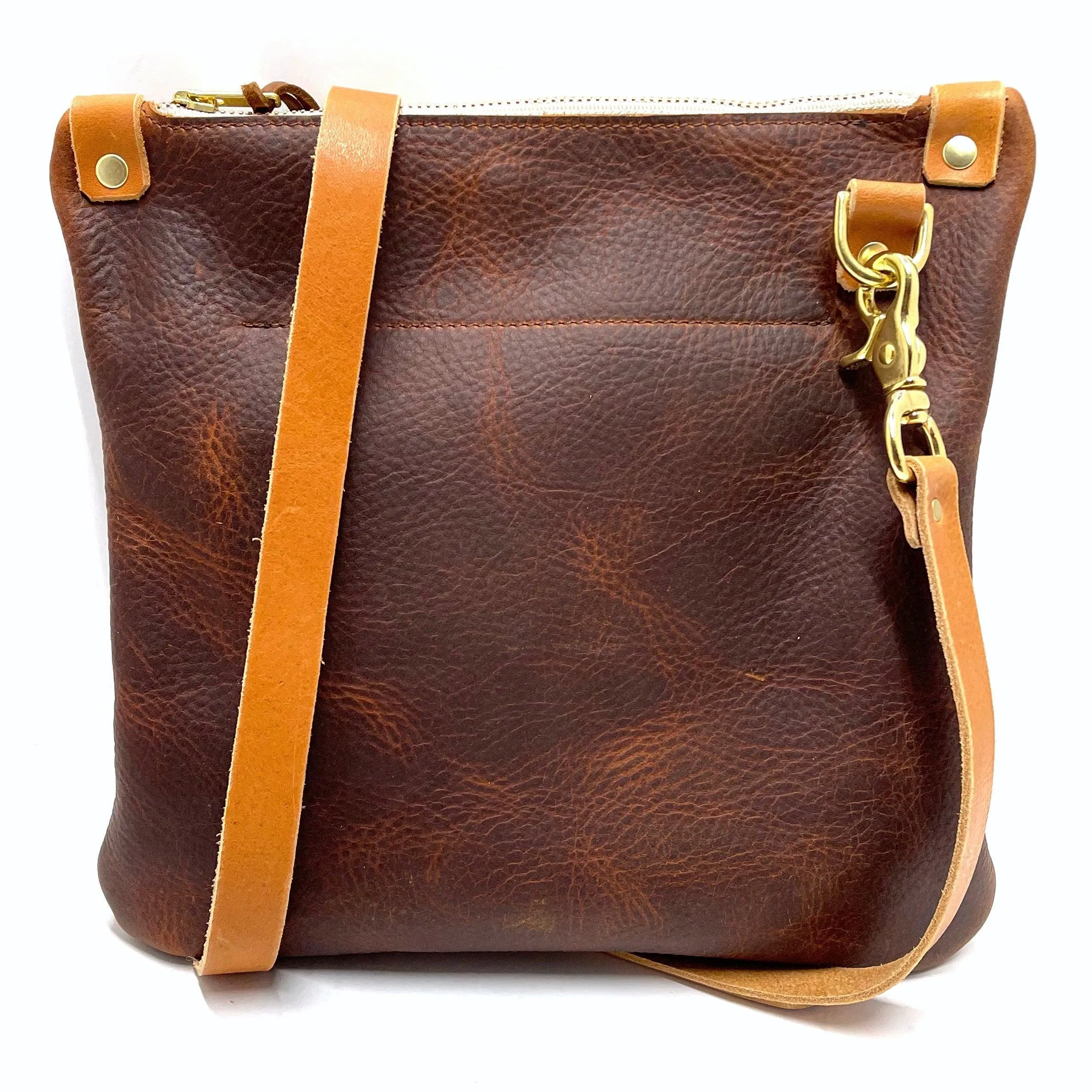 RTS- Mini Leather Messenger in Brown