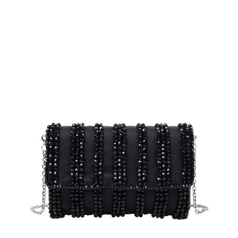 SONDRA ROBERTS - Metallic Beaded Clutch - Black