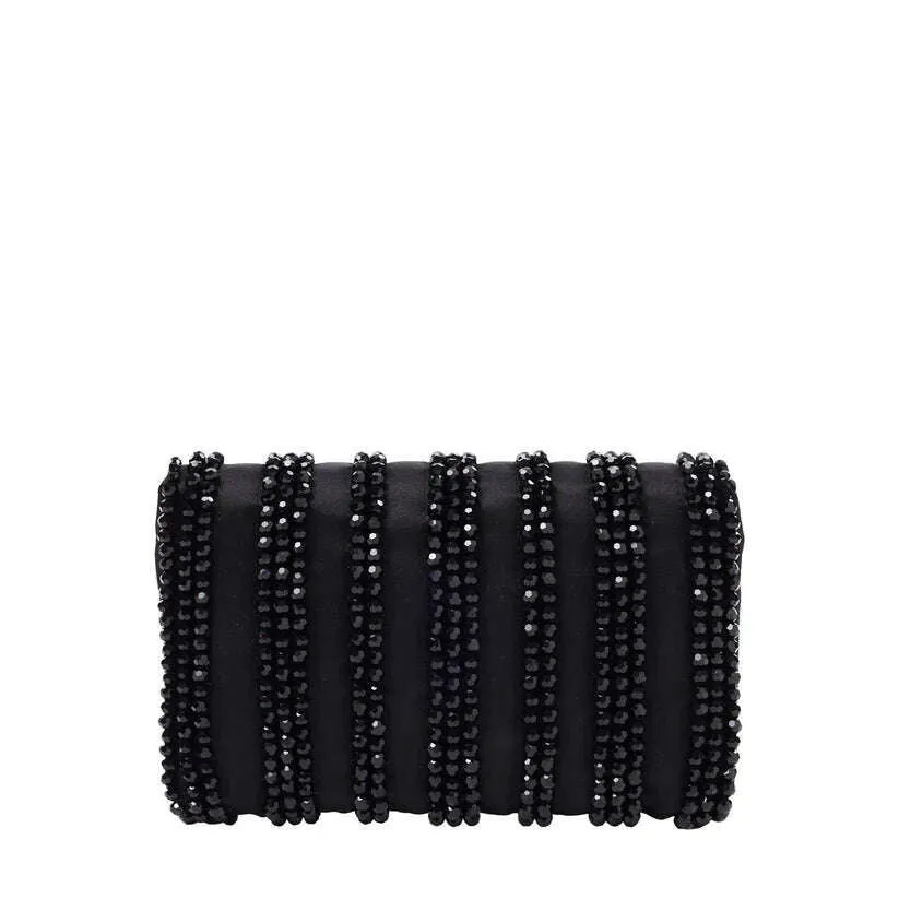 SONDRA ROBERTS - Metallic Beaded Clutch - Black