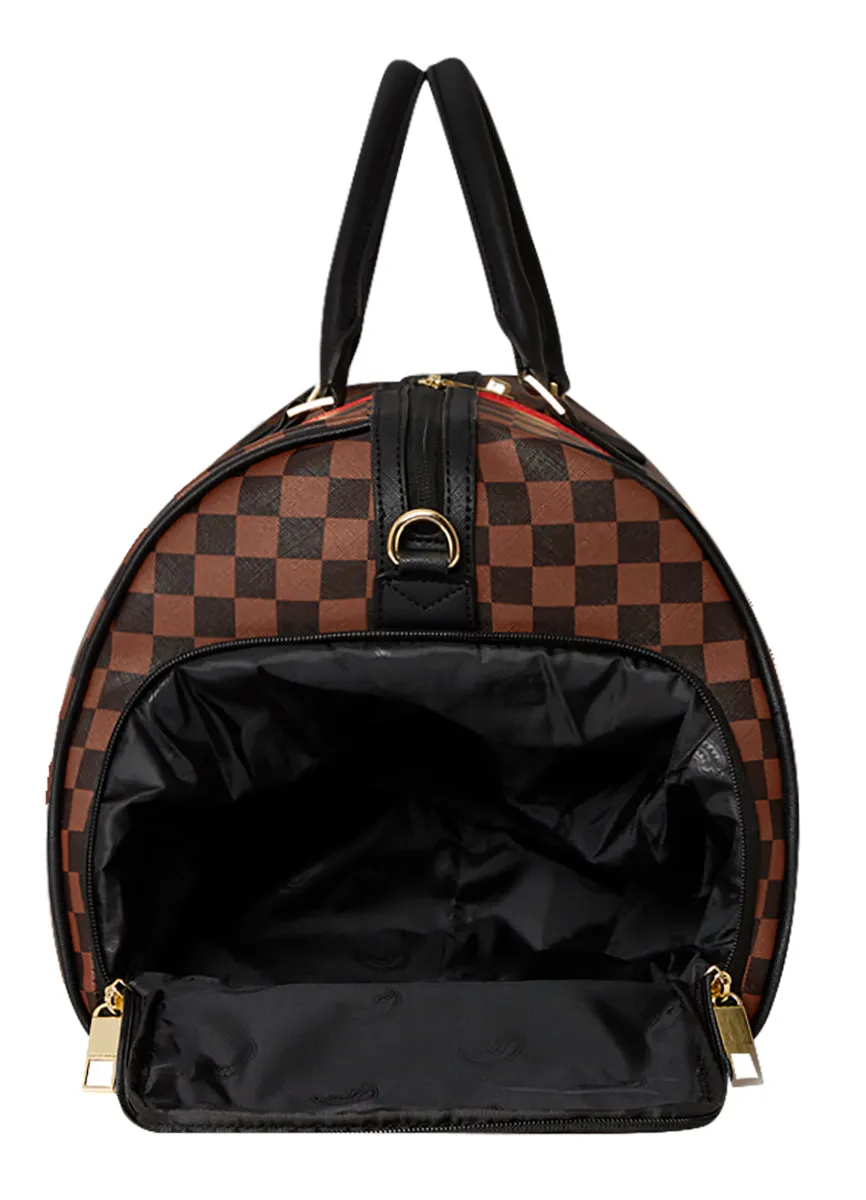 Sprayground Borson Henny Raceway Large Duffle In Brown Check