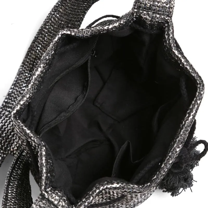 Straw Crossbody Bucket Bag 212 Silver (1 unit)