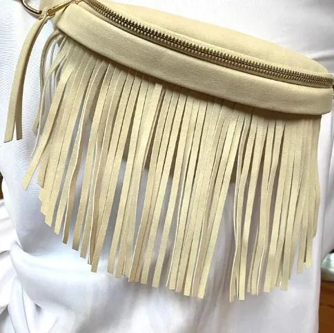 Suede Fringe Fanny Pack Ivory