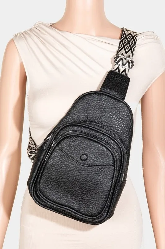 Textured PU Leather Sling Bag