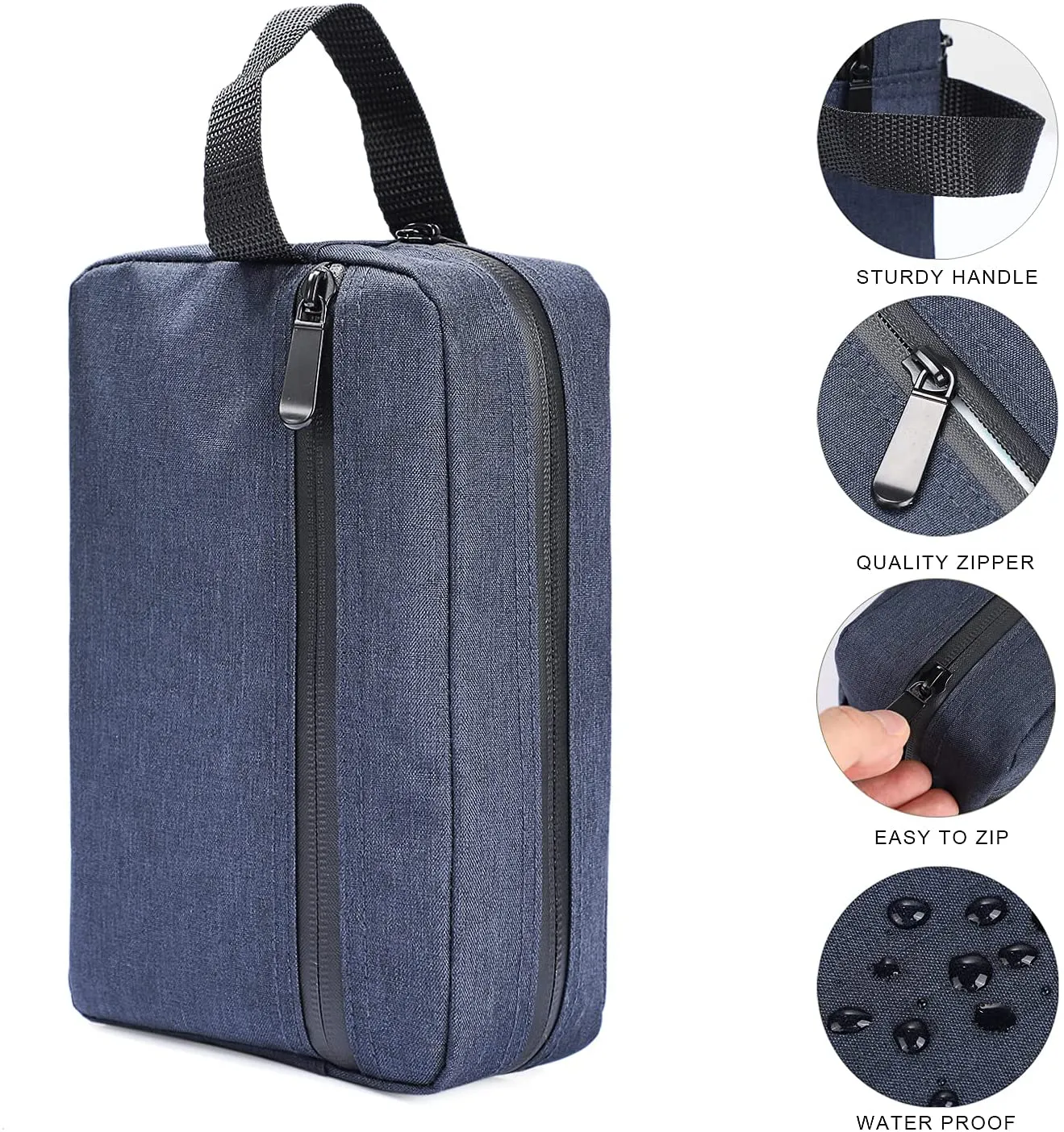 Toiletry Bag for Men, Portable Travel Toiletry Organizer Bag,Shaving Bag for Toiletries Accessories (Deep blue)