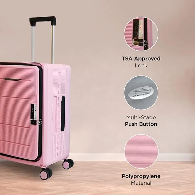 Urbane Home Luggage Bag | Trolley Bags for Travel | Collapsible Luggage Bag | Travelling Bag | Trolley Bags for Suitcase | Lightweight Luggage Bag | 24 Inch | Rose Pink