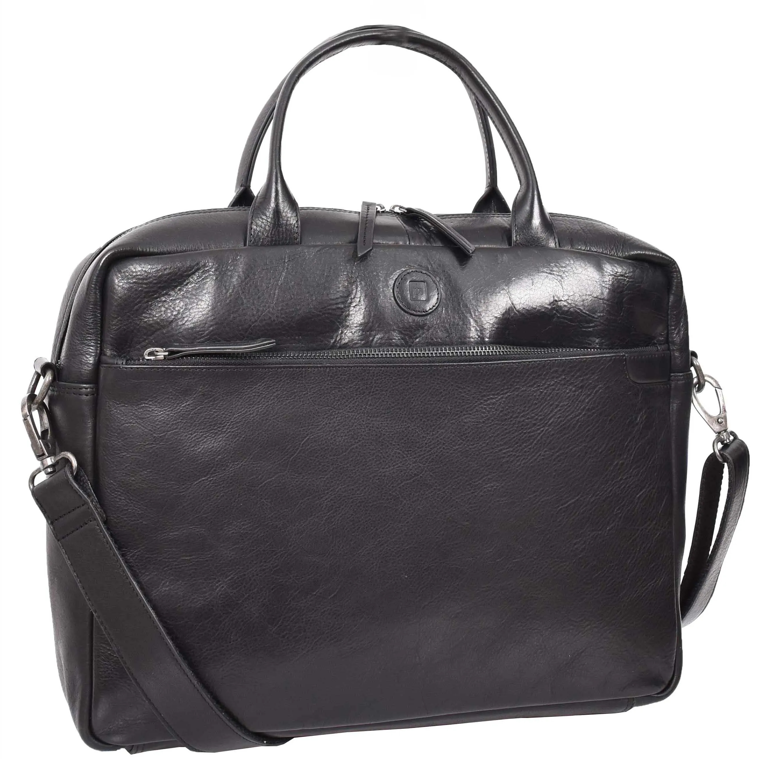 Vegetable Tanned Leather Briefcase Bag Satchel Laptop HOL3002 Black