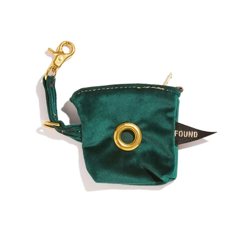 Velvet Dog Poop Bag Holder Emerald