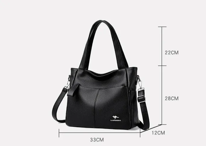 Versatile large-capacity genuine leather bag for women new casual handbag middle-aged mother single shoulder crossbody bag